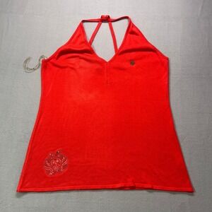 VTG Y2K Apple Bottoms Red Sparkle Halter Tank Top Women's McBling Retro